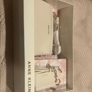 Anne Klein Cream Wristlet and purse set